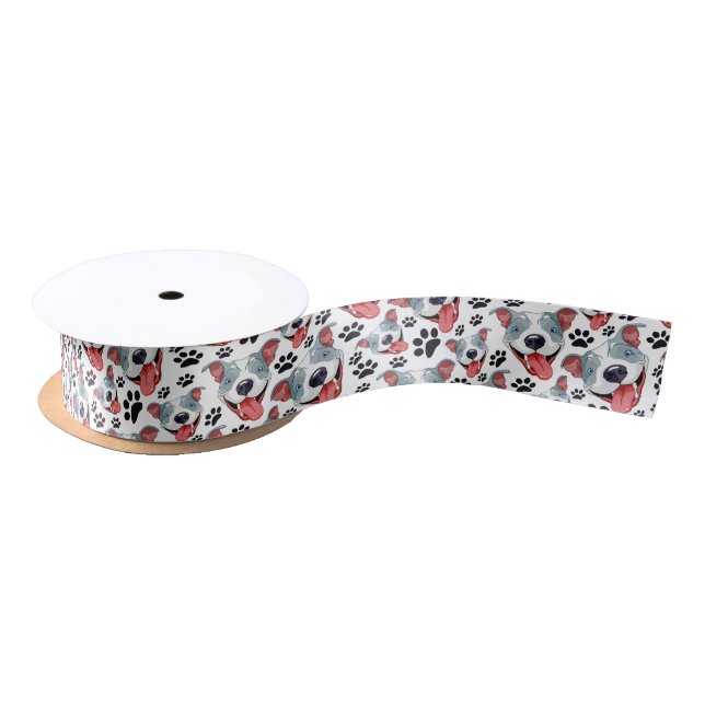 Peppy Pit Bull American Pitbull Pet Puppy Dog Satin Ribbon (Spool)