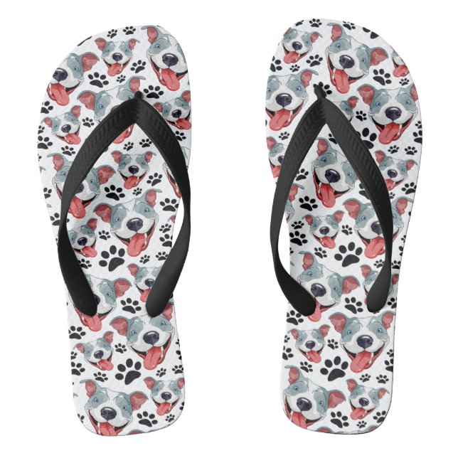 Peppy Pit Bull American Pitbull Pet Puppy Dog Thongs (Footbed)