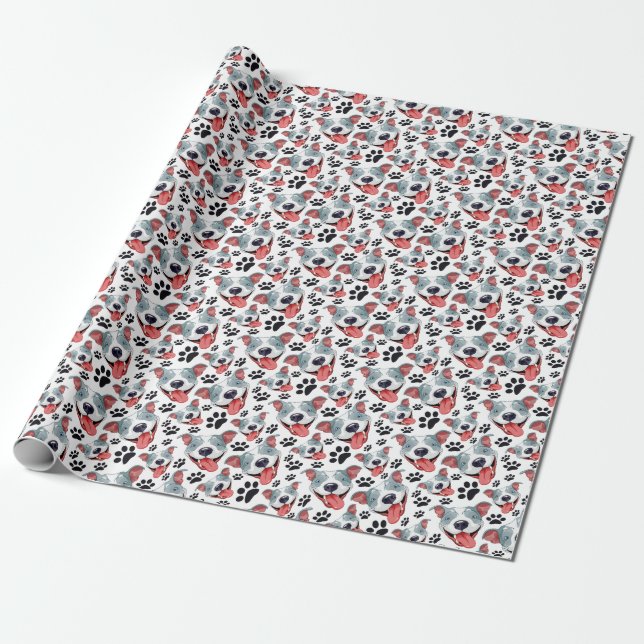 Peppy Pit Bull American Pitbull Pet Puppy Dog Wrapping Paper (Unrolled)