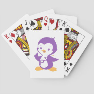 Peppy Purple Penguin Playing Cards