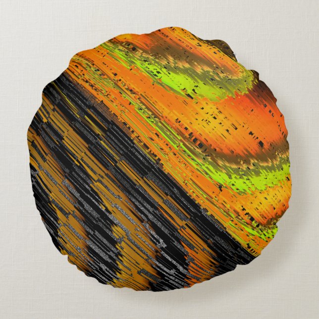 Pequeno mosaico amarelado transversal e deformado round cushion (Back)