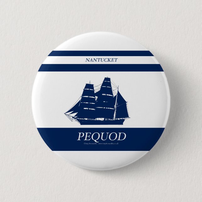 pequod blue stripe 6 cm round badge (Front)