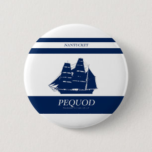 pequod blue stripe 6 cm round badge