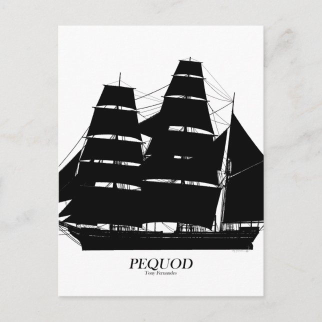 pequod ship black design postcard (Front)