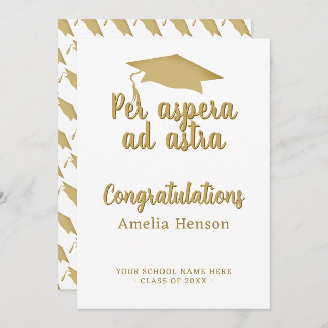 Per aspera ad astra Latin Congrat Graduation Cap Card (Front/Back)