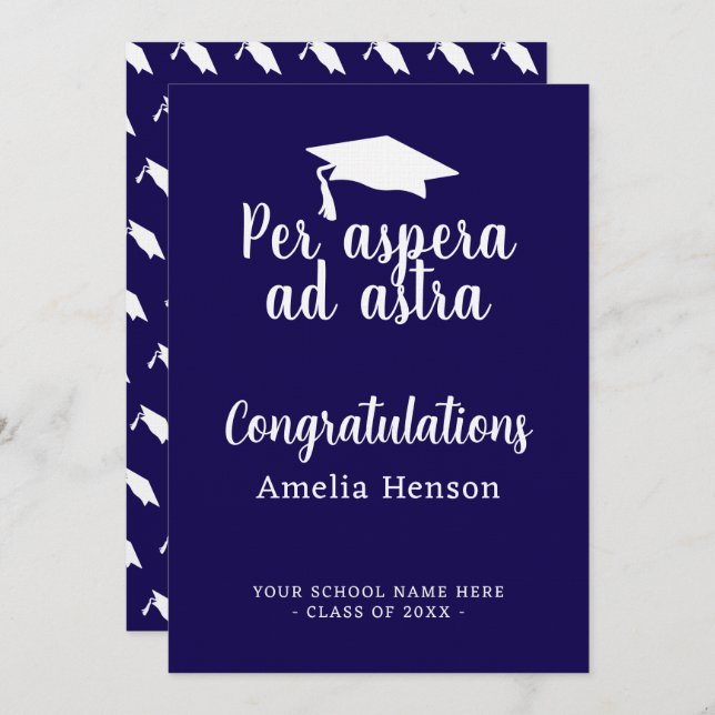 Per aspera ad astra Latin Congrat Graduation Cap Card (Front/Back)
