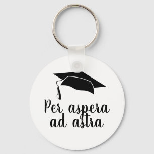 Per aspera ad astra Latin Quote Black Graduation Key Ring