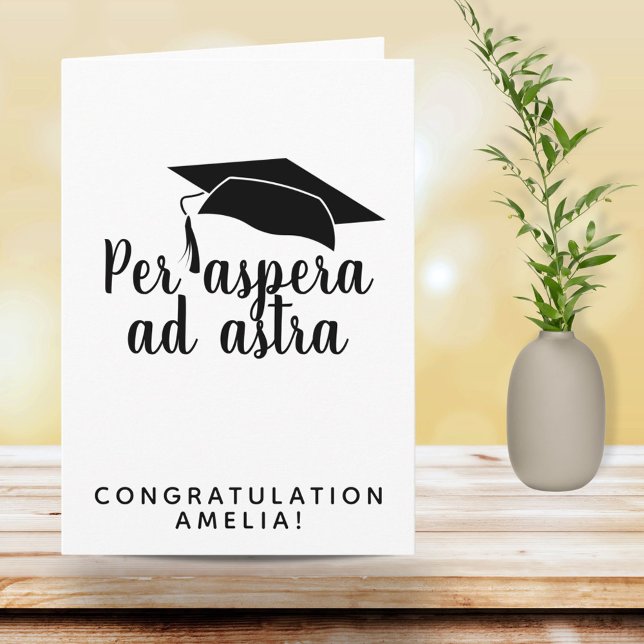 Per aspera ad astra Latin Quote Hat Graduation Card (Creator Uploaded)