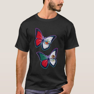 Perãº And Mexico Bicultural Roots Butterfly Versio T-Shirt
