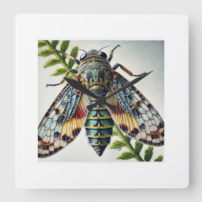 Peraglyphis Insect Top View 270824IREF204 - Waterc Square Wall Clock (Front)