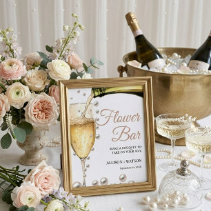 Perals and Prosecco bridal shower flower bar Sign