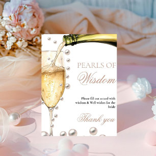 Perals & Prosecco bridal shower pearl of wisdom Pedestal Sign