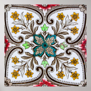 Peranakan Floral Tiles Poster
