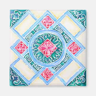 Peranakan Geometric Tile Teal Magnet
