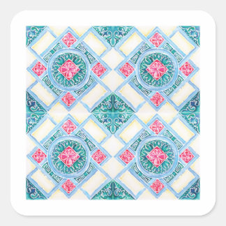 Peranakan Geometric Tile Teal Sticker