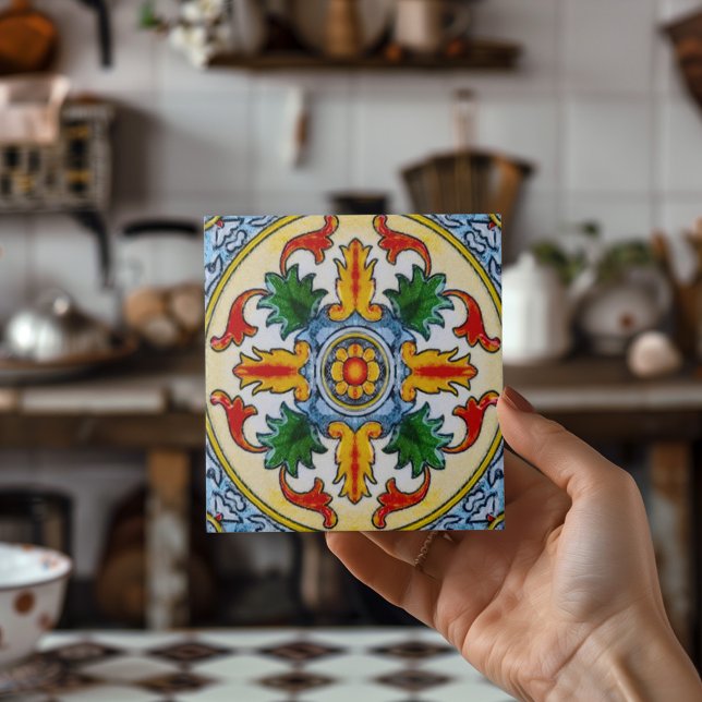 Peranakan Red Orange Flower Green Leave Decorative Ceramic Tile (Peranakan Red Orange Flower Green Leave Decorative Ceramic Tile)