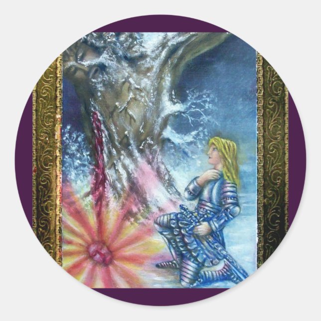 PERCEVAL AND VISION OF THE HOLY GRAIL CLASSIC ROUND STICKER (Front)