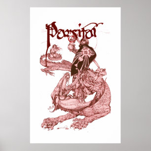 PERCEVAL FIGHTING DRAGON,QUEST HOLY GRAIL Fantasy Poster