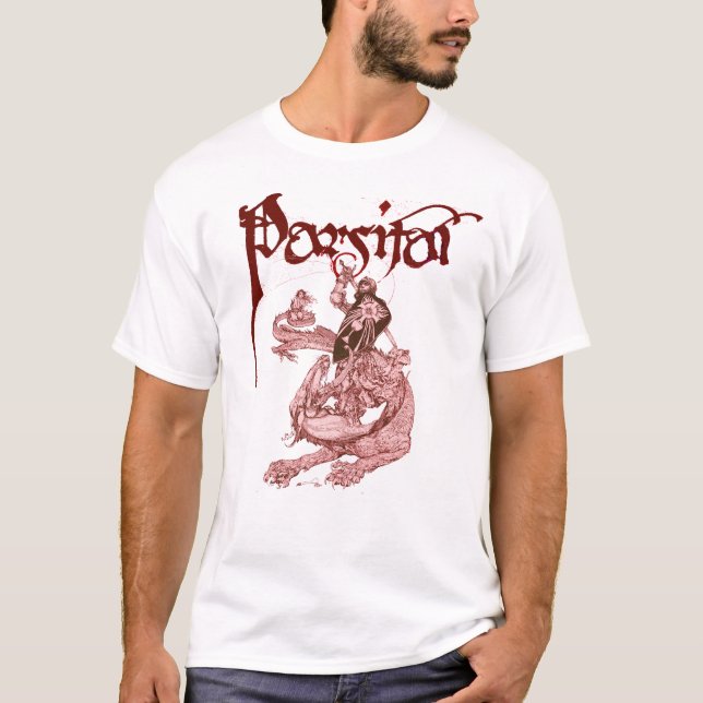 PERCEVAL FIGHTING DRAGON,QUEST HOLY GRAIL Fantasy T-Shirt (Front)