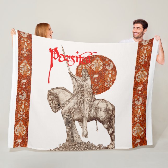 PERCEVAL LEGEND /QUEST OF THE HOLY GRAIL Red White Fleece Blanket (In Situ)