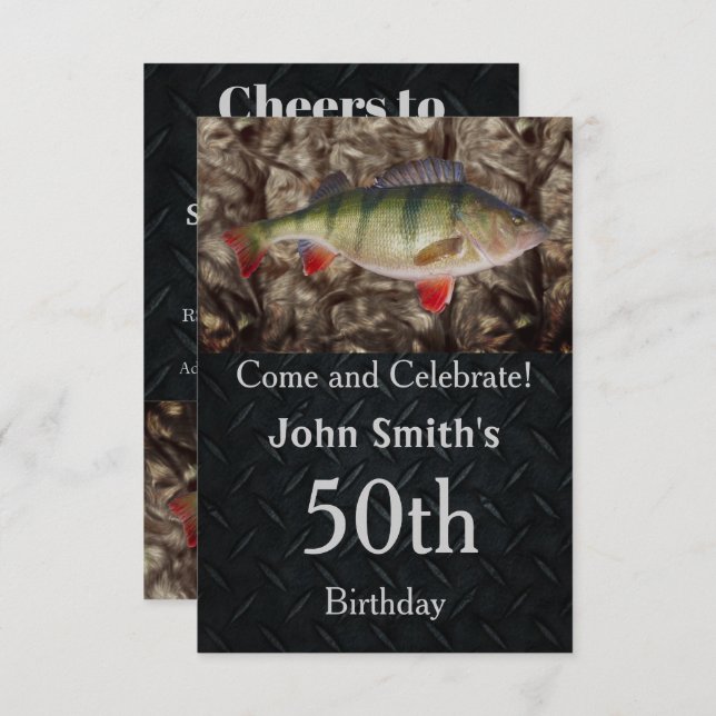 Perch Fishing Birthday Party Men's Invitations (Front/Back)