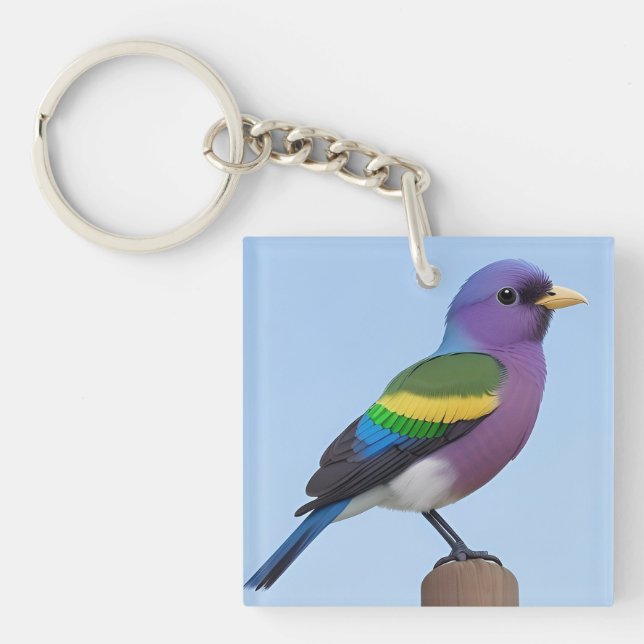 🌿 Perched Bird Design For Nature Inspired Style  Key Ring (Front)