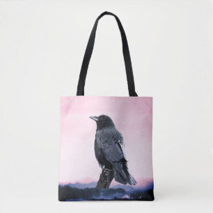 Perched Crow at Sunrise Tote Bag