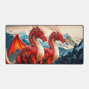 Perched Dragons Illustration Desk Mat