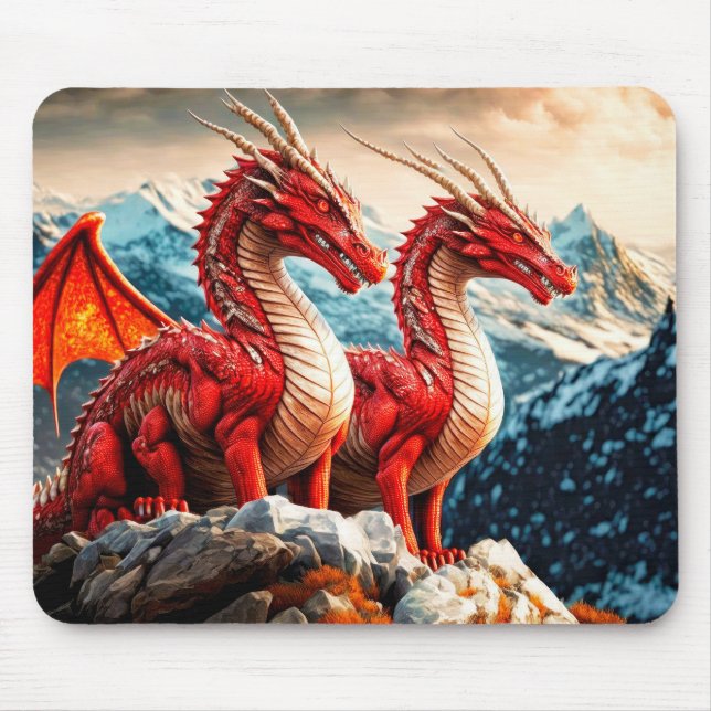 Perched Dragons Illustration Mouse Pad (Front)