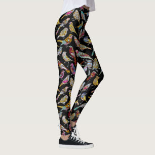 Perched Elegant Singing Birds Leggings