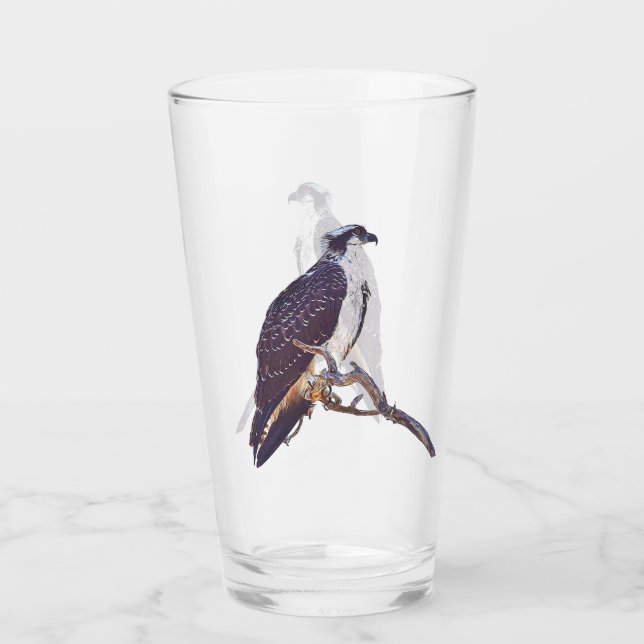 Perched Osprey Glass Tumbler (Front)