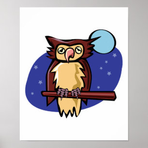 perched owl in the moonlight poster