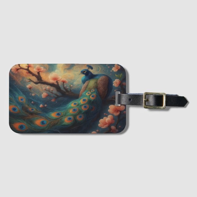 Perched Peacock  Luggage Tag (Front Horizontal)