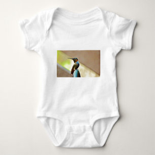 Perched Ruby and Green little Hummingbird Baby Bodysuit
