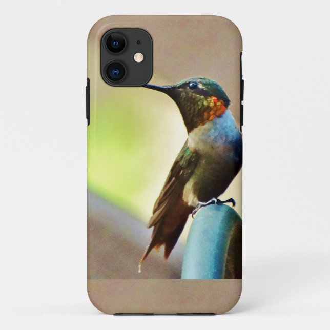 Perched Ruby and Green  little Hummingbird Case-Mate iPhone Case (Back)