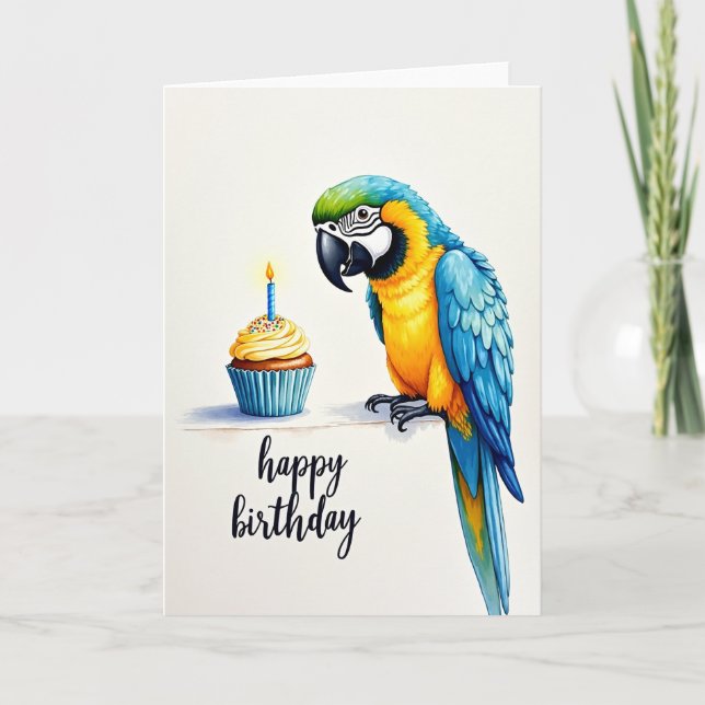 Perching Bird Birthday Card (Front)