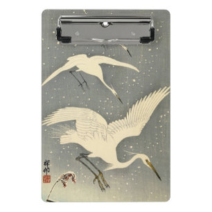 Perching Herons in Snow by Ohara Koson Mini Clipboard