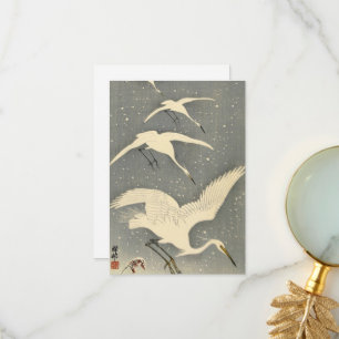 Perching Herons in Snow by Ohara Koson Thank You Card