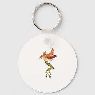 perching wren bird key ring