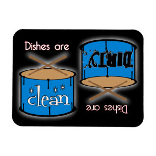 Percussion Drum Rectangle Black Dishwasher Magnet