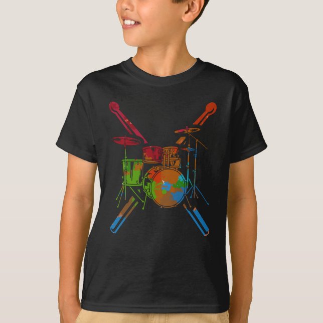 Percussion Drum Set Drummer Drums T-Shirt (Front)