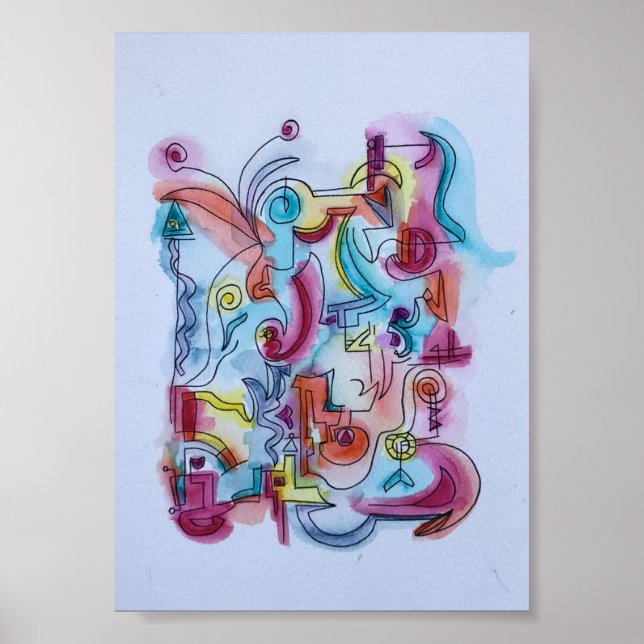 Percussion-Hand Painted Abstract Watercolor Art Poster (Front)