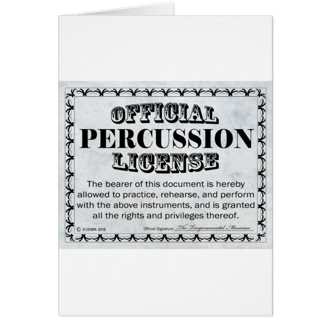 Percussion License (Front)