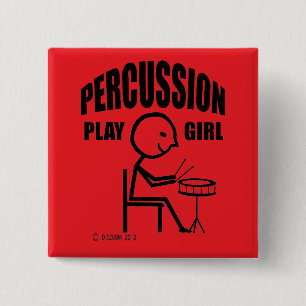 Percussion Play Girl 15 Cm Square Badge