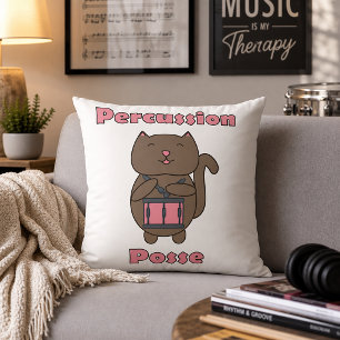 Percussion Posse - Cute Drummer Cat Cushion