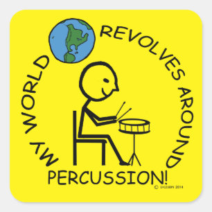 Percussion - World Revolves Around Square Sticker