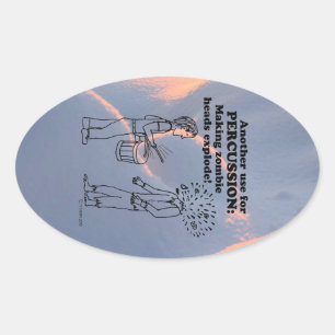 Percussion Zombie Explode Oval Sticker