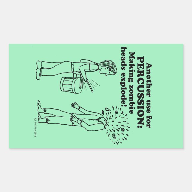 Percussion Zombie Explode Rectangular Sticker (Front)