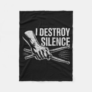 Percussionist Drummer I Destroy Silence Drumming L Fleece Blanket