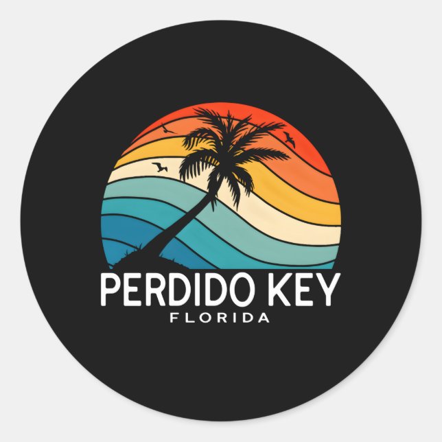 Perdido Key Florida Tropical Beach Palm Tree Classic Round Sticker (Front)
